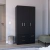 Sebree Armoire Wardrove 71", 4 Doors, Hanging Rod, 3 Cabinets, 6 Shelves