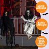 Halloween Decorations 2 Packs Hanging Ghosts Decor with Lighted Up Eyes, 3ft Scary Grim Reaper Swinging Skeleton Flying for Yard Patio Lawn Garden